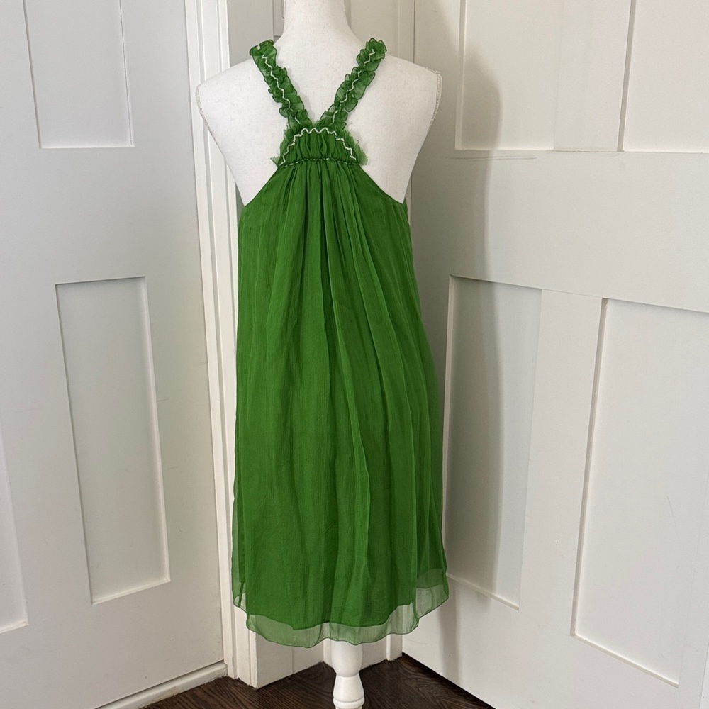 Max Studio Silk Green Halter Dress Vintage - Picture 4 of 5